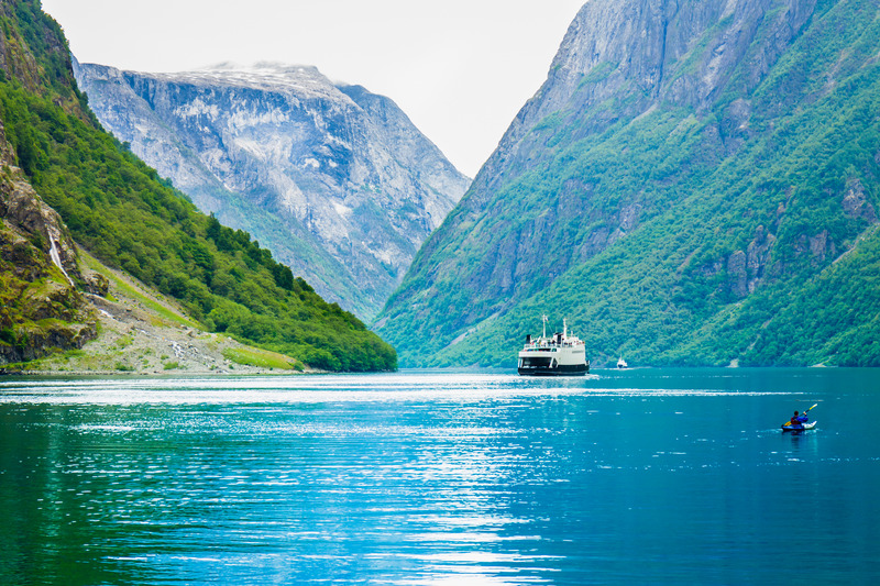 ship ferryboat on norwegian fjord