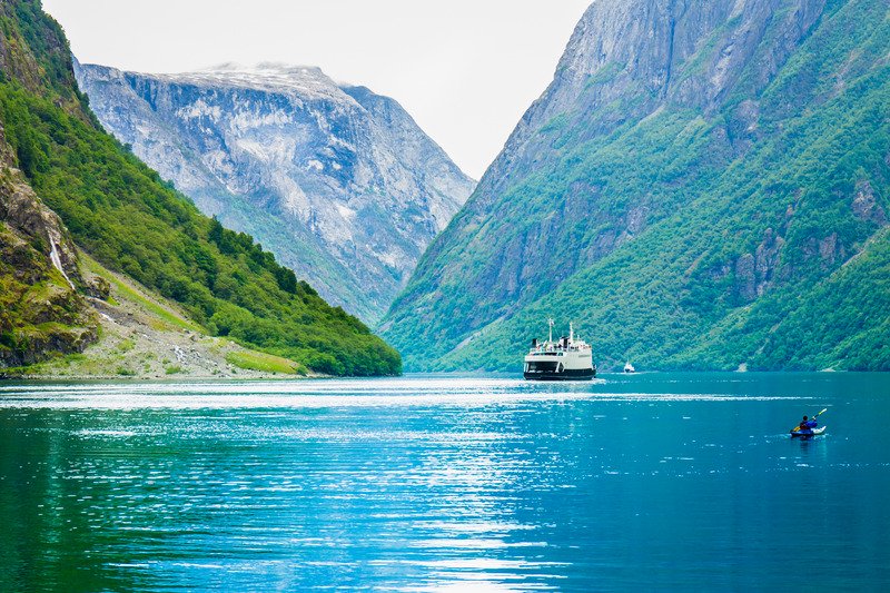 ship ferryboat on norwegian fjord